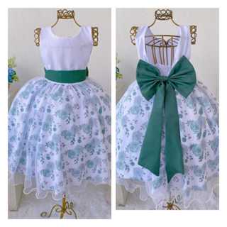 Vestido infantil Festa Daminha, Igreja, Aniversário Verde Petróleo