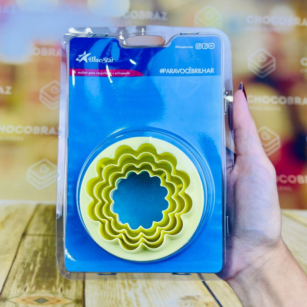 Kit Cortador REDONDO  BABADO  4 PEÇAS (Blue Star) em Oferta na Shopee