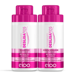 Kit Eico Tratamento Deslisa Fios Shampoo Hidratação Sem Sal 450ml + Condicionador Leave-in 400ml