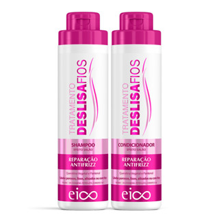 Kit Eico Tratamento Hidratação Shampoo Sem Sal e Condicionador Leave-in Deslisa Fios 800ml Reduz Volume e Frizz