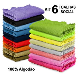 Toalha Social Kit 6 und 23x33cm 100% Algodão Toalha de Mão para Escola, Academia, Manicure, Atacado em Oferta na Shopee
