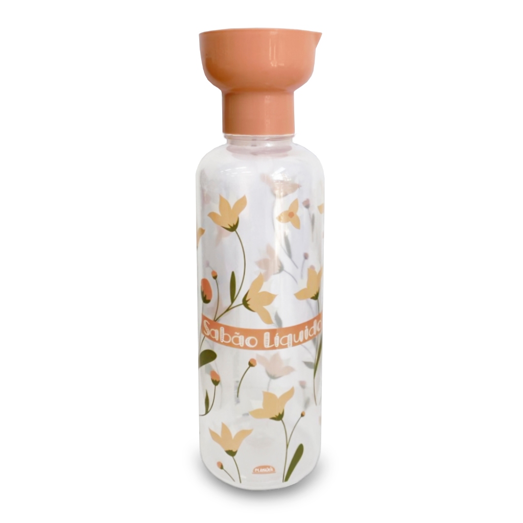 Porta Sabão Liquido Amaciante Alvejante  Tampa Dosadora em Plástico Lavanderia 970ml Plasútil