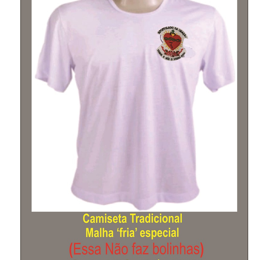 Camiseta Apostolado da Oração Bordada (Coração) Malha c/ proteção UV