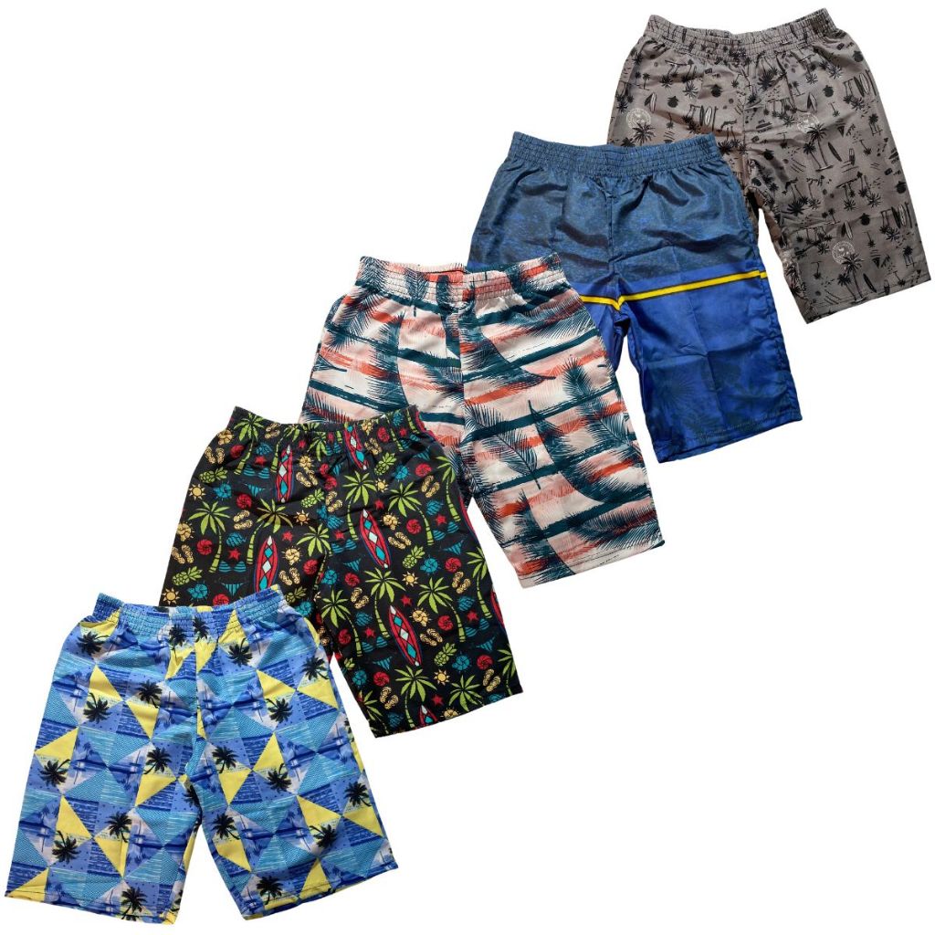Kit 5 Bermuda Masculina Infantil Tactel Praia de Elástico Estampado Verão