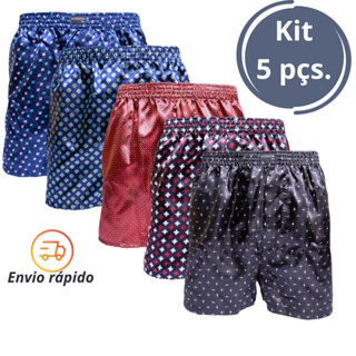 Kit 5 Cueca Samba Canção de Cetim Masculina Adulto Estampada em Oferta na Shopee