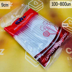 100~800 Palito para pirulito BWB transparente- tubo pet - canudo transparente 9 Cm (CHOCO)