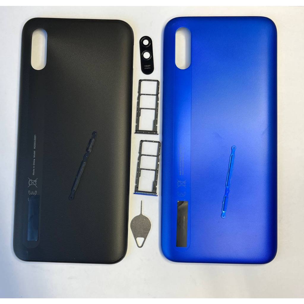 kits Tampa+Gaveta De Chip +Chave Do Gavetinha +lente Compatível Com Redmi 9A Preto E Azul