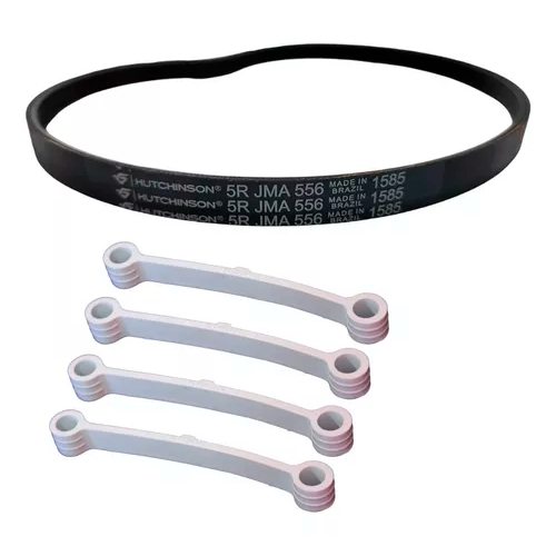 Kit com Correia Estriada Poli V Original + 4 Tirantes para Brastemp