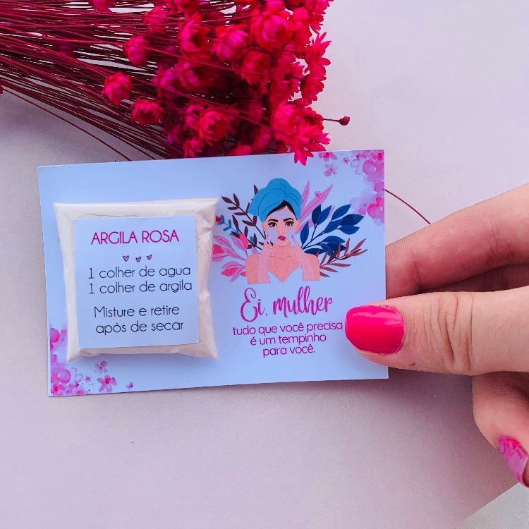 Cartão com Argila Rosa ou Verde/ mimos para cliente