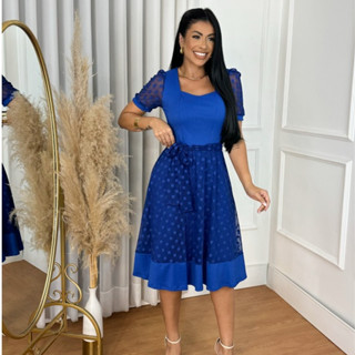 Vestido Plus size Moda Evangélica Tamanho Grande vestido midi vestido Festa M-G-GG