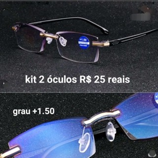 kit 2 óculos de leitura Anti luz azul Anti fadiga.2.50+1.00+1.50+2.00 graus.