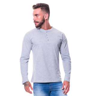 blusa masculina manga longa gola henley zahav gola portuguesa