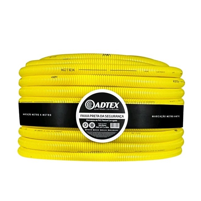 Conduite Eletroduto Corrugado Reforçado Adtex Amarelo 1/2 3/4 1"