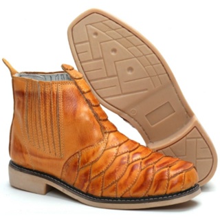 bota botina escamada em couro legítimo na sola latex em Oferta na Shopee