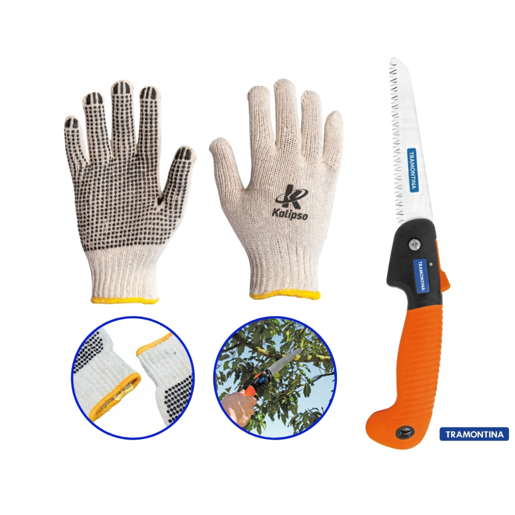 Serrote De Poda Profissional Dobravel Tramontina + Luva Multiuso