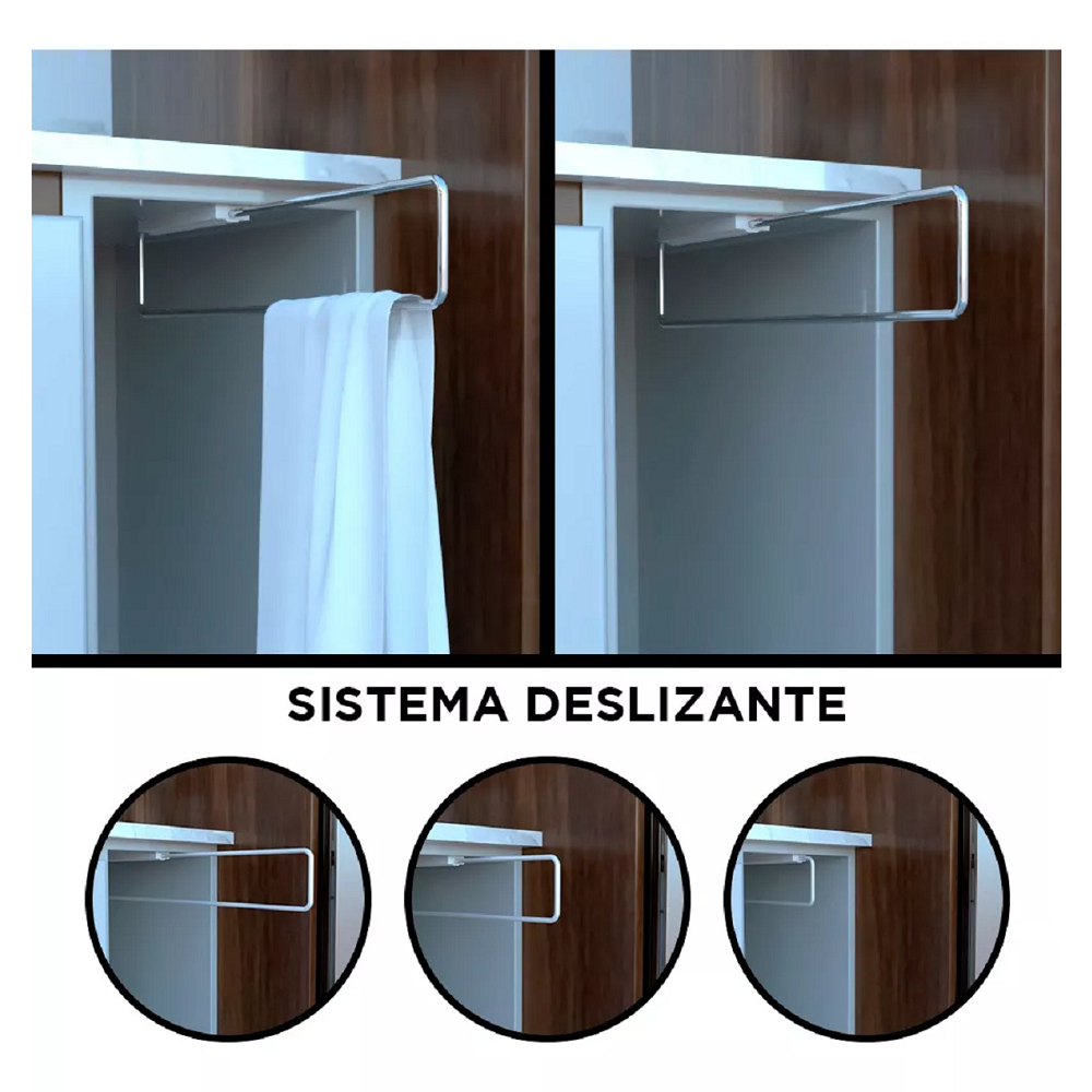 Suporte Aramado Organizador Porta Pano De Prato E Toalheiro Deslizante