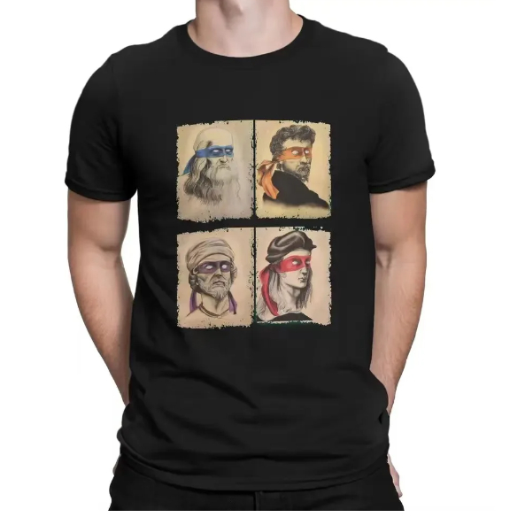 Camiseta Camisa Blusa Algodão Unissex  Tartarugas Italianas Amantes da Arte em Oferta na Shopee