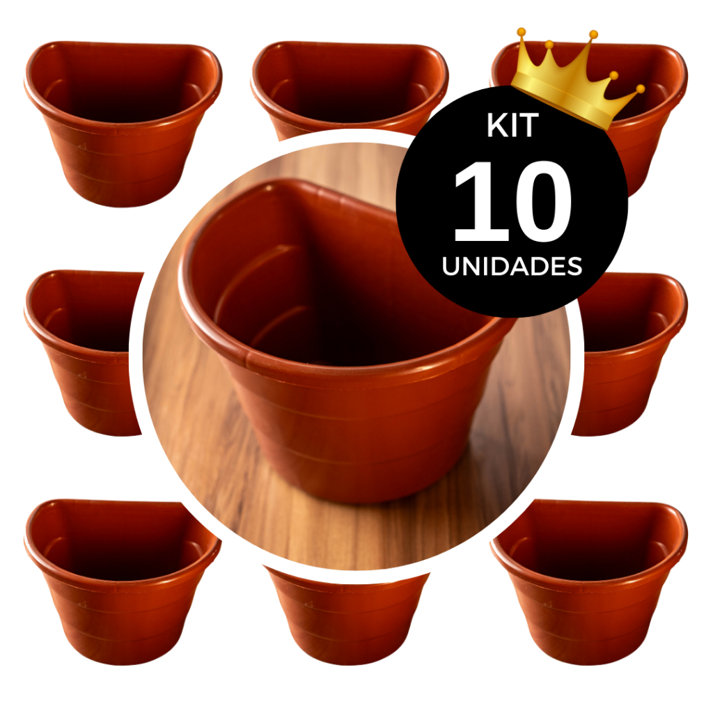 Kit 10 vasos arandela para parede horta jardim vertical capacidade 3,3 litros em Oferta na Shopee
