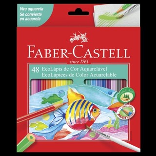 Ecolápis de Cor Faber-Castell Aquarelável 12 24 48 Cores / Lápis Aquarela / Papelaria  / Material Escolar
