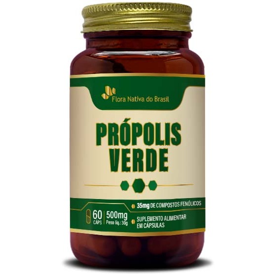 Própolis Verde Extrato Seco 60 Cápsulas 500mg - Detox, Saúde, Beleza e Imunidade - Original Com Nota Fiscal