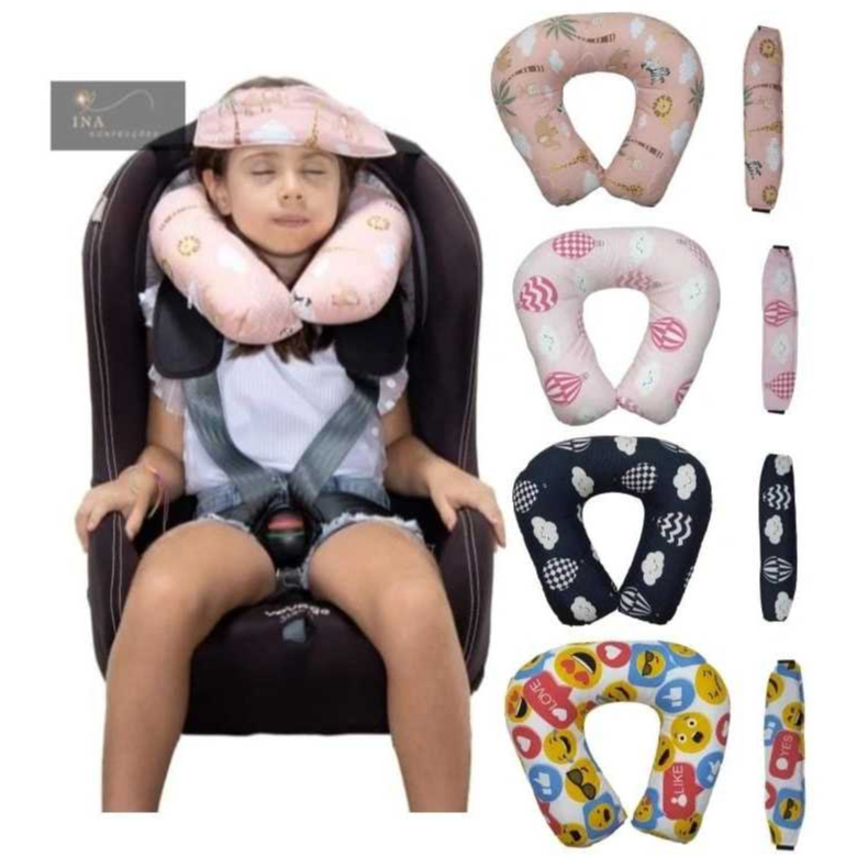Faixa Apoio Suporte Cabeça de Bebê Cadeirinha Carro + Kit Almofada de pescoço