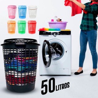 KIT até 02 Cestos de ROUPA e BRINQUEDOS 50 Litros GRANDE De Plástico Para Roupa suja - Rosa, Azul, Branco, Preto, Laranja e Verde