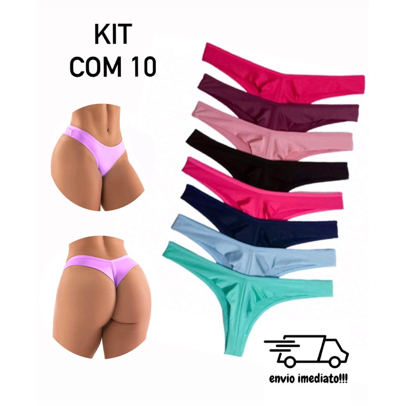 Kit calcinhas fio dental fio duplo levanta bumbum sensual confortável poliamida