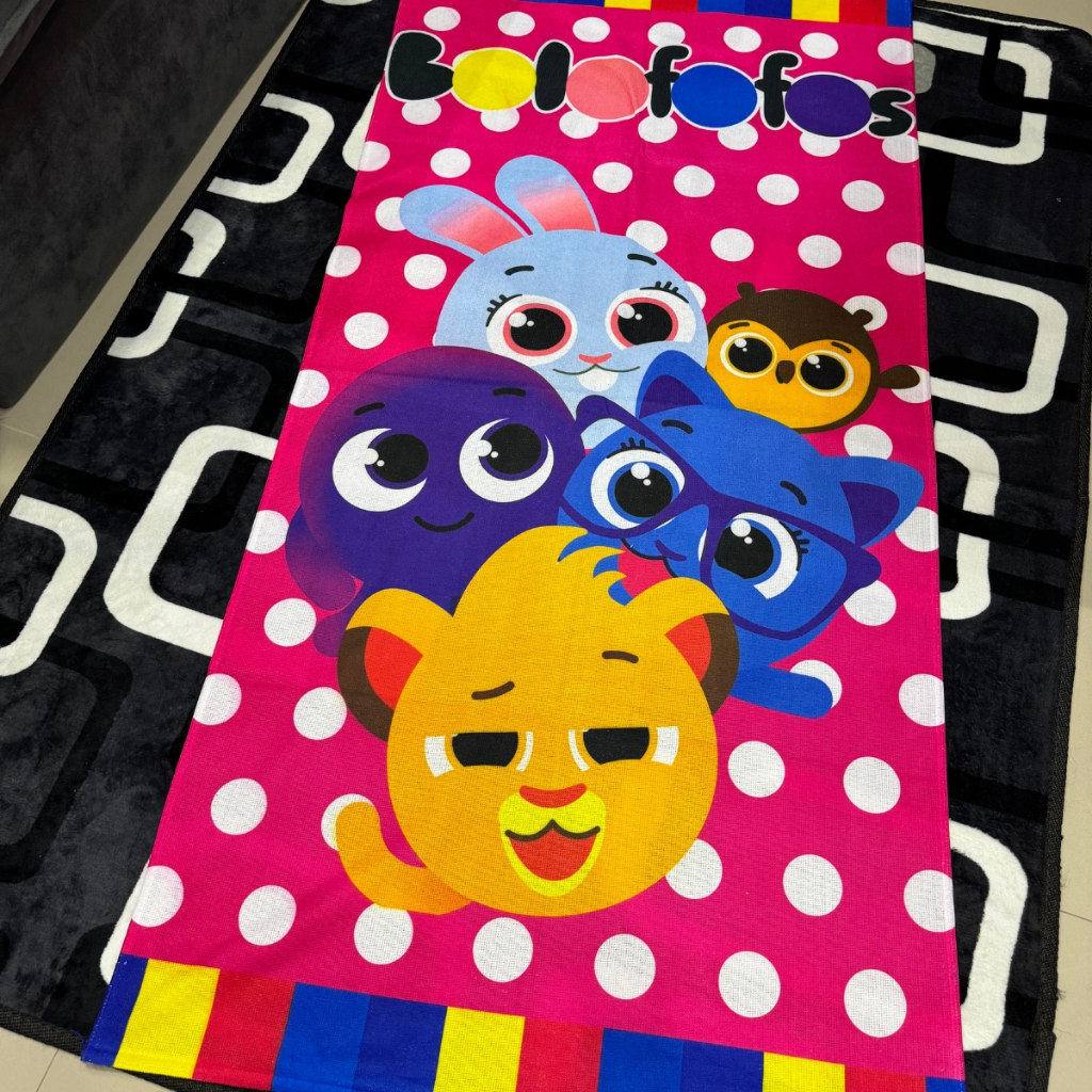 Toalha Infantil Banho Praia Algodão Grande Bolofofos Rosa