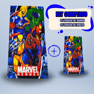 Kit Toalha De Banho E Rosto Infantil Super Heróis Da Marvel