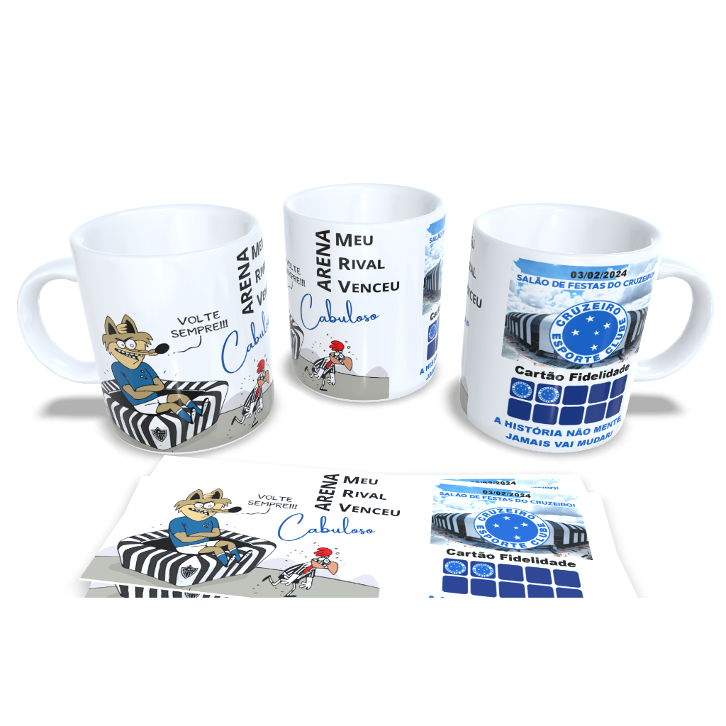 Caneca Personalizada - Cruzeiro Arena MRV volte sempre  - Porcelana 325 ml