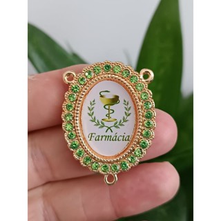 1 Entremeio profissão farmácia strass verde 4x3cm