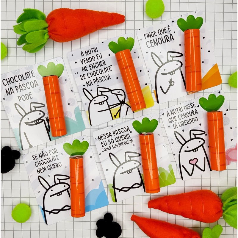 50 Cartão de Feliz Páscoa Flork Porta Chocolate Batom