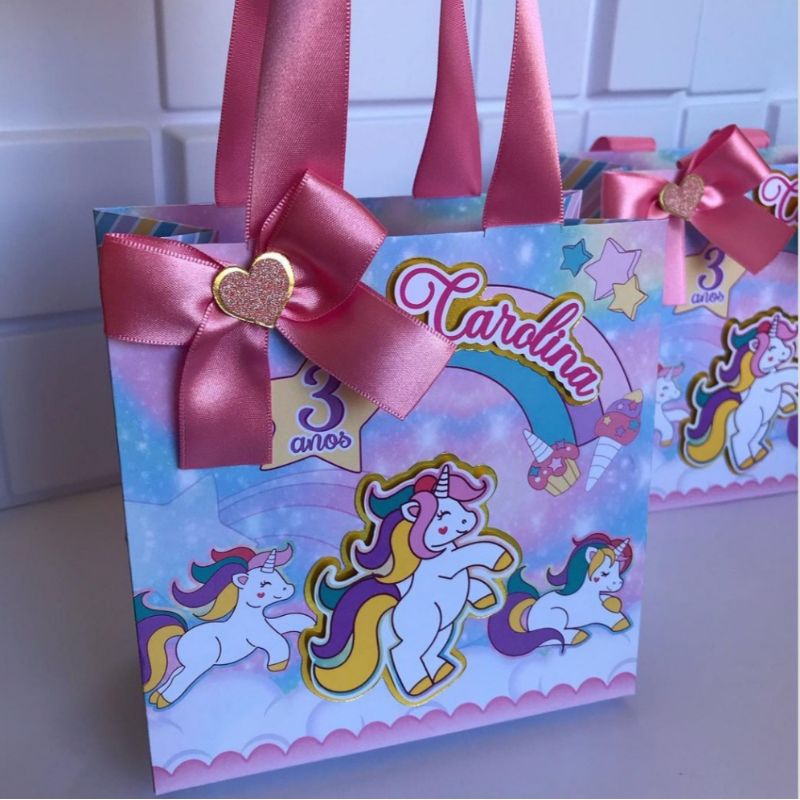 Sacolinha personalizada Luxo Unicórnio - Sacolinha surpresa - Lembrancinhas - Kit Festa Festa infantil - Personalizados