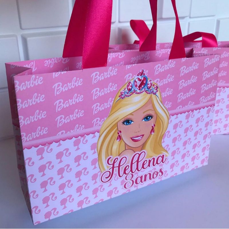Sacolinha personalizada Barbie - Sacolinha surpresa - Lembrancinhas - Kit Festa - Aniversário - Personalizados Barbie