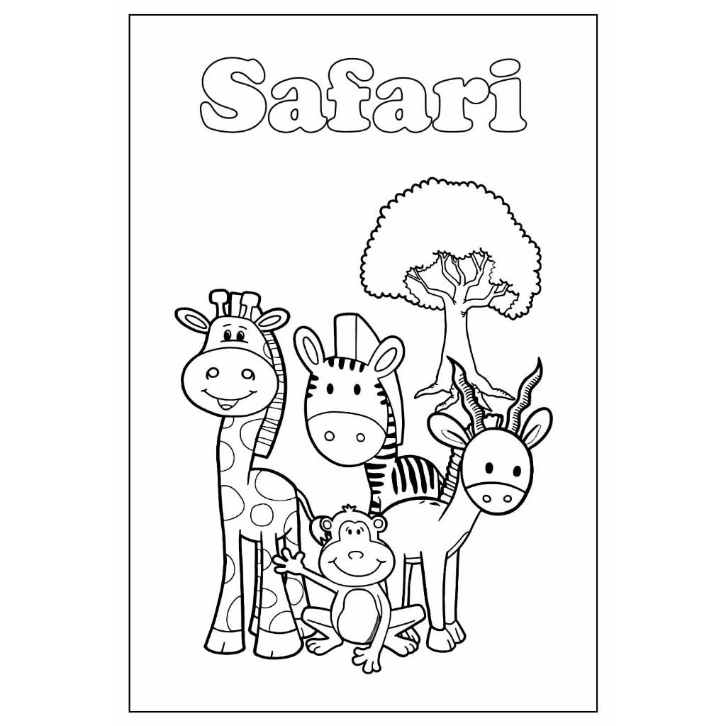 Kit 120 desenhos de safari para colorir e pintar 15x21