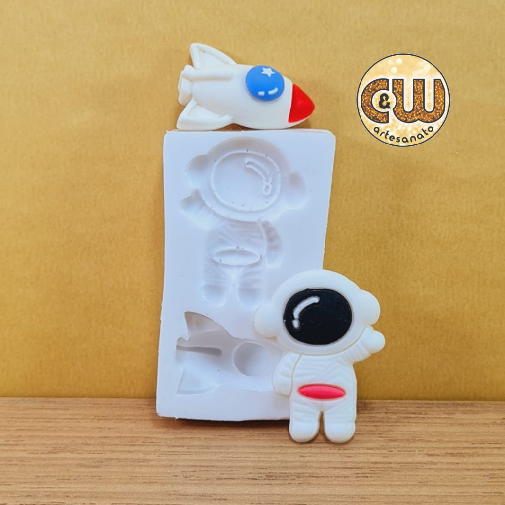 Molde de Silicone Astronauta e Foguete - Decoração, Confeitaria e Artesanato em Oferta na Shopee