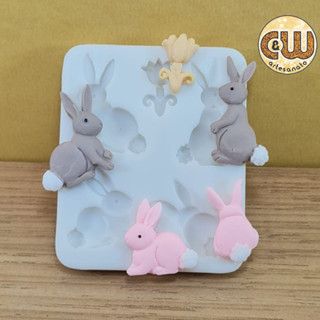 Molde Silicone Coelho c/4 / Pascoa - Decoração, Confeitaria e Artesanato – Biscuit - Festa