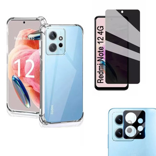 KIT Para Xiaomi Redmi Note 12 4g | Película de Privacidade 3D - Capa Capinha Anti Shock - Película da Câmera 3D em Oferta na Shopee