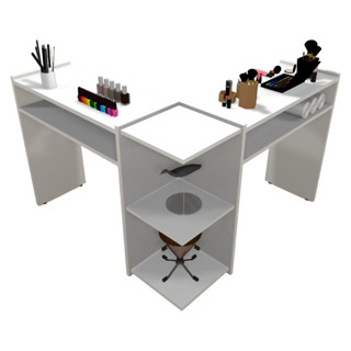 Mesa Para Manicure Em L Salão Estética Moderna Mdf Oferta