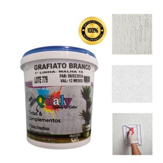 Grafiato de parede Branco 1,5KG Uso Interno Externo Antimofo Hidro-repelente Durabilidade Alta Resistência