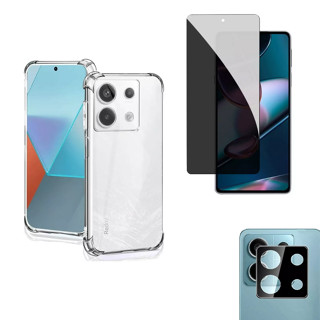 KIT Para Redmi Note 13 5g | Película de Privacidade 3D - Capa Capinha Anti Impacto - Película da Câmera 3D