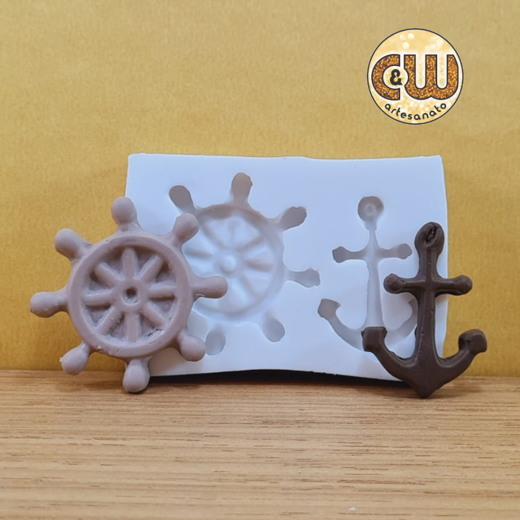 Molde Silicone Leme e Ancora / Fundo do Mar - Decoração, Confeitaria e Artesanato – Biscuit - Festa