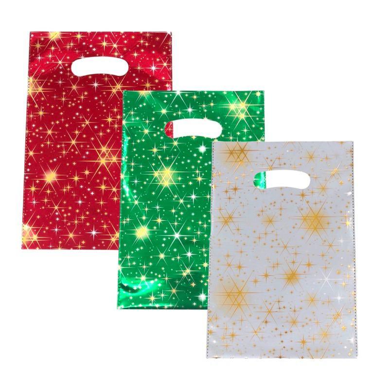 25 Sacolas boca de palhaço Metalizadas Decoradas