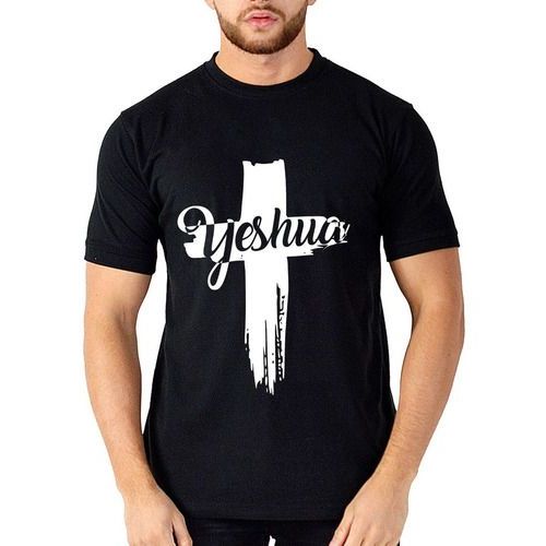 Camiseta Masculina Yeshua Camisa Algodão Salvar Cristã Moda Evangelica Igreja Catolica Fe JESUS Biblia Blusa Casual Estampada Basica Preta Tumblr