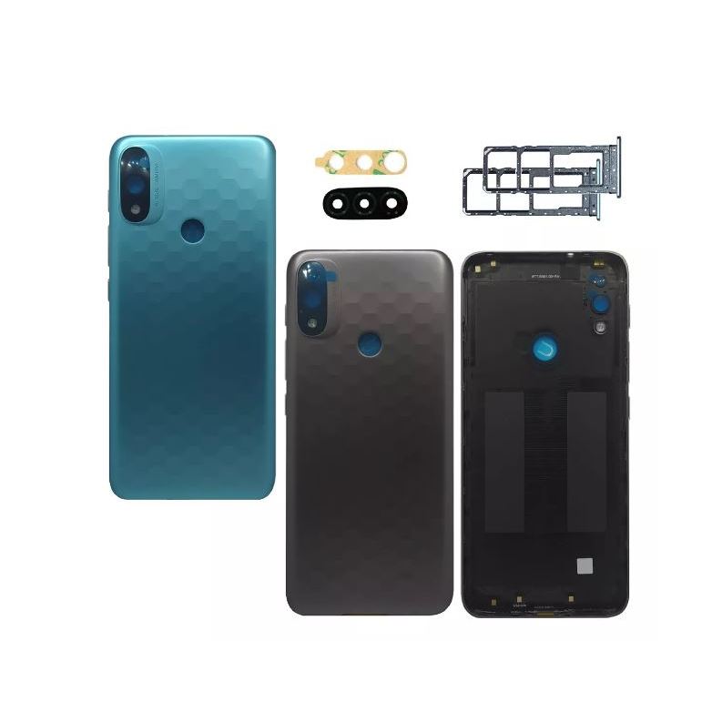 Tampa Traseira +Botão Exteno + Lente +Gaveta Compativel Moto E20 Xt2155 (Verde E Cinza)