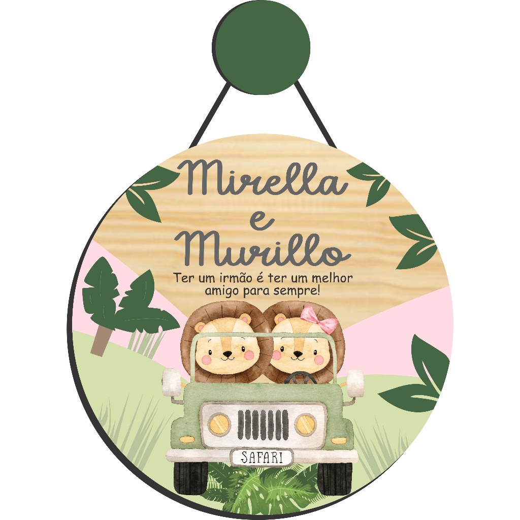 Enfeite Porta Maternidade Irmãos Leão - Gêmeos - Safári - Decoração para quarto! GUIRLANDA em Oferta na Shopee