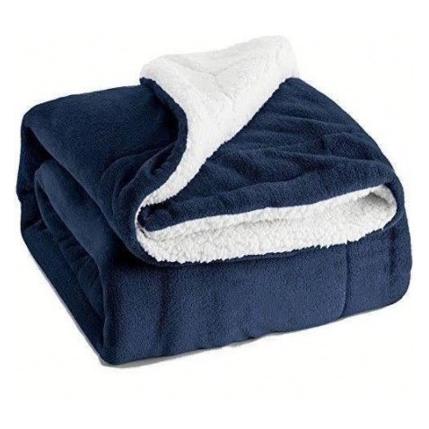 Manta Sherpa Dupla Face Para o Frio De Bebe Azul Marinho em Oferta na Shopee