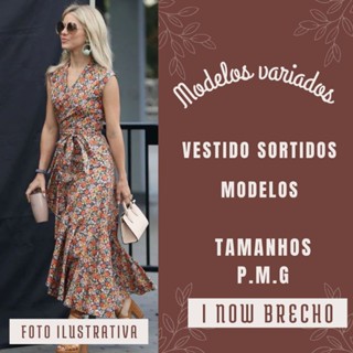 Vestido Feminino Midi Longo Modelos Variado Moda Brecho Bazar Desapego