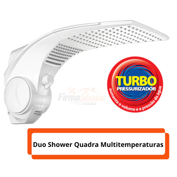 Ducha e Chuveiro Duo Shower Quadra Multitemperaturas Turbo Pressurizador Embutido Branco Lorenzetti 127V ou 220V