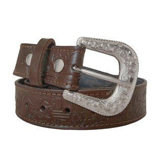 cinto feminino country entalhado em couro fazendinha